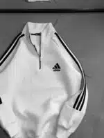 AD Üç İplik Yarım Fermuarlı Sweatshirt – Beyaz - Görsel 4