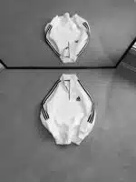 AD Üç İplik Yarım Fermuarlı Sweatshirt – Beyaz