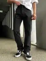 DOKULU SİYAH BAGGY PANTOLON
