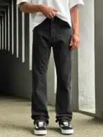 DOKULU SİYAH BAGGY PANTOLON - Görsel 3