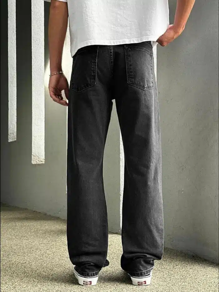 DOKULU SİYAH BAGGY PANTOLON - Görsel 4