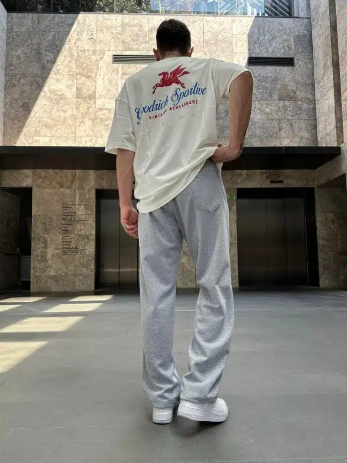 Stwd Nakışlı Baggy Stoper Paça Eşofman Altı - Gri - Görsel 4