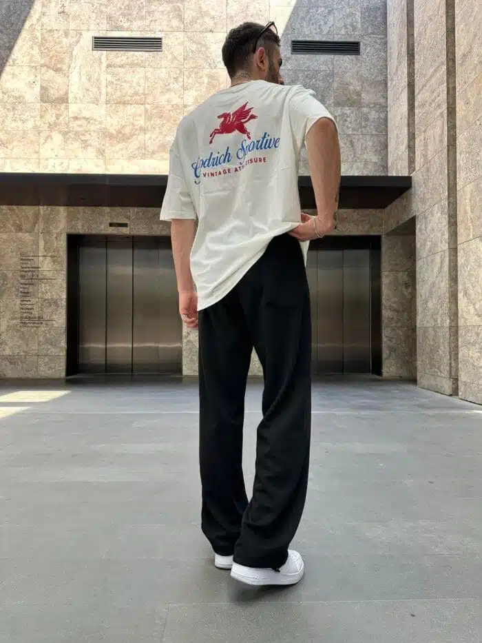 Stwd Nakışlı Baggy Stoper Paça Eşofman Altı - Siyah - Görsel 3