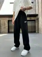 Stwd Nakışlı Baggy Stoper Paça Eşofman Altı - Siyah