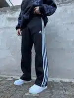 Üç Şerit Baggy Eşofman - Siyah
