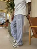 Çizgili Lastikli Stoper Paça Baggy Eşofman - Görsel 3