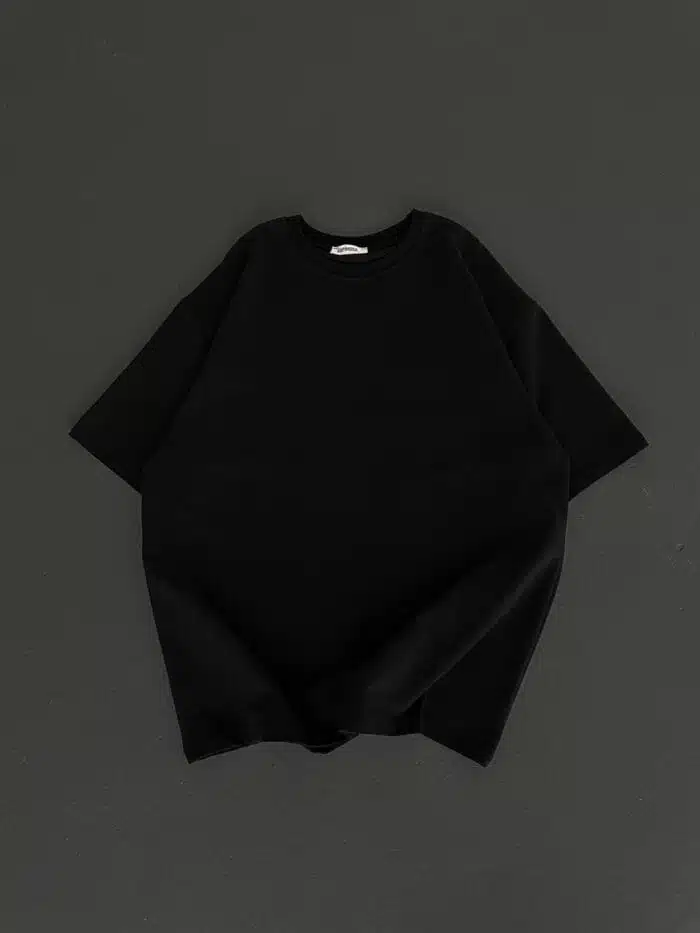 Düz Basic T-Shirt - Siyah - Görsel 1