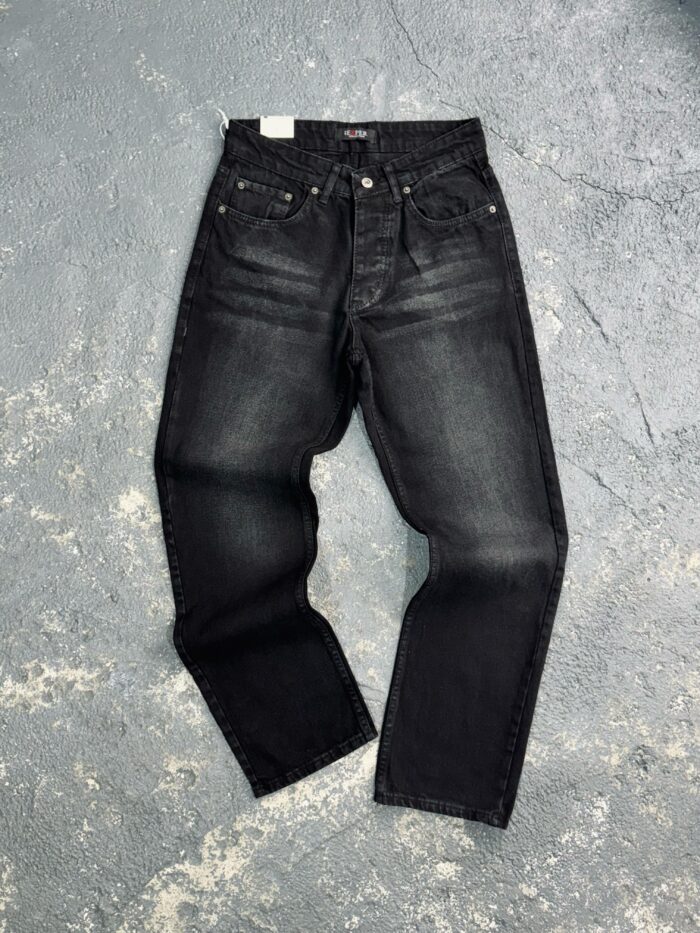 TASLAMALI SİYAH BAGGY PANTOLON - Görsel 1