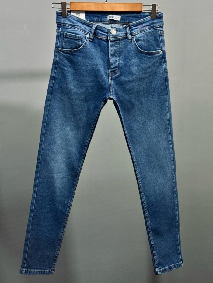 SLIM FIT LIKRALI LACİVERT KOT PANTOLON - Görsel 1