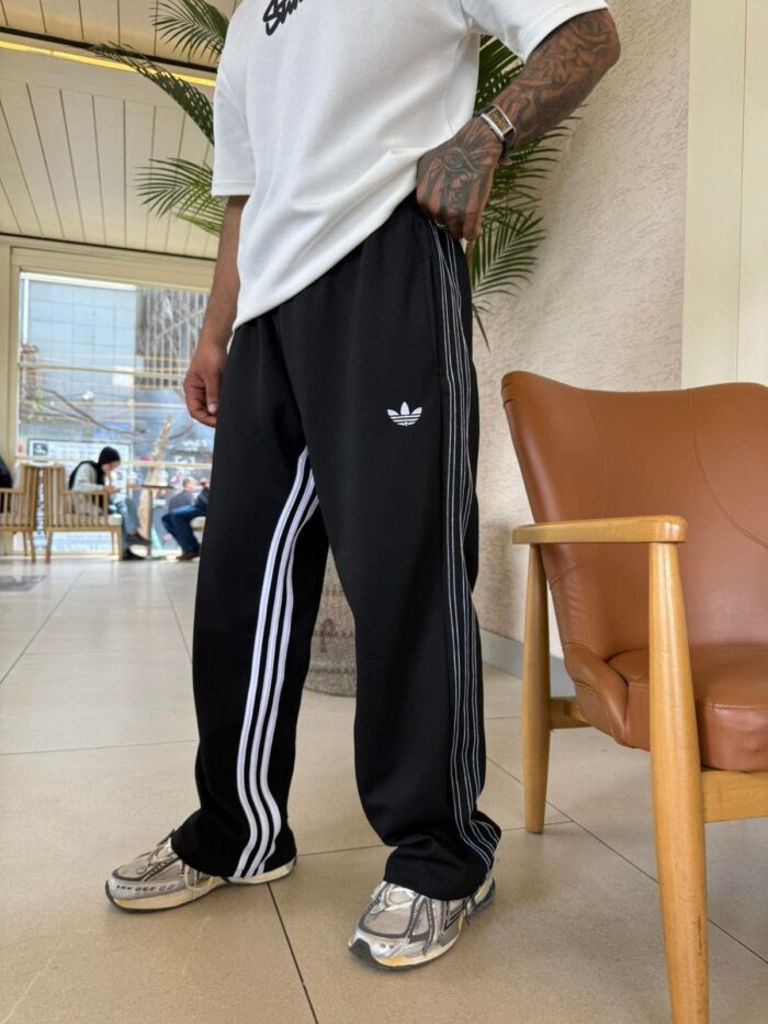 Çizgili Lastikli Stoper Paça Baggy Eşofman - Görsel 1