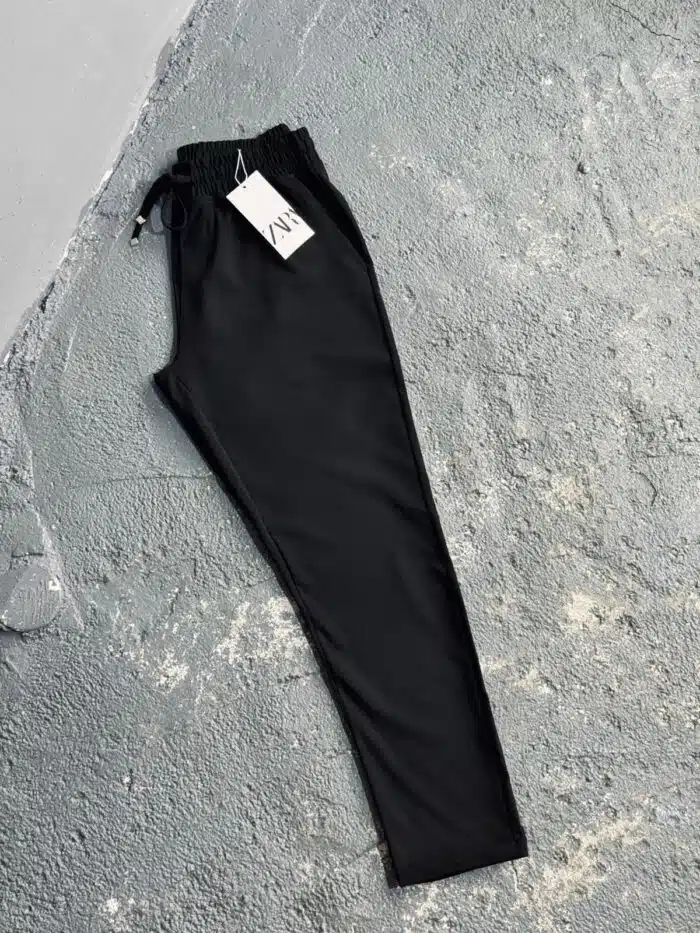 Fit Rahat Pamuklu Yumuşak Kumaş Pantolon Siyah - Görsel 1