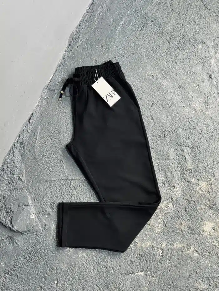 Fit Rahat Pamuklu Yumuşak Kumaş Pantolon Siyah - Görsel 2
