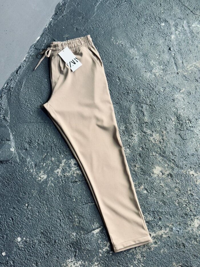 Fit Rahat Pamuklu Yumuşak Kumaş Pantolon Krem - Görsel 1