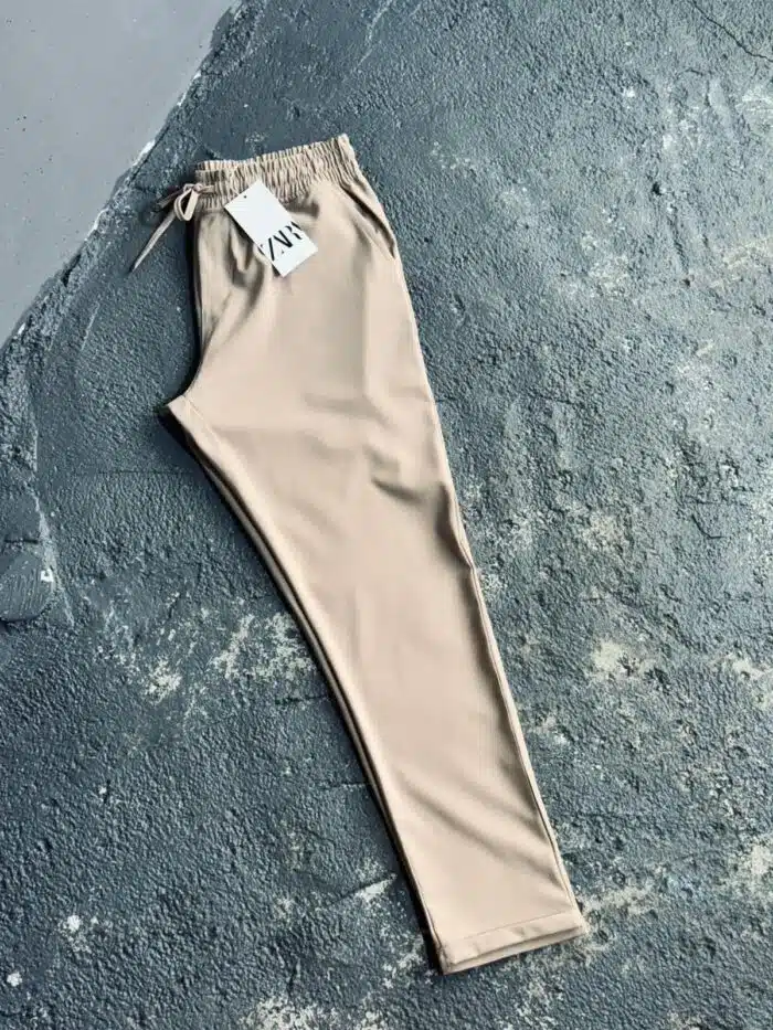 Fit Rahat Pamuklu Yumuşak Kumaş Pantolon Krem - Görsel 1