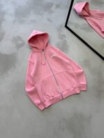 ASFSTUDIOS Minimal Baskılı 3 İplik Kapüşonlu Hırka – Pembe - Görsel 2