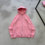 ASFSTUDIOS Minimal Baskılı 3 İplik Kapüşonlu Hırka – Pembe