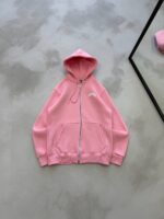 ASFSTUDIOS Minimal Baskılı 3 İplik Kapüşonlu Hırka – Pembe