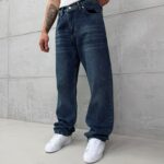 Premium İmzalı Seri Baggy Pantolon - Lacivert/Yeşil Tint Kimyasal Bıyık 2010