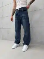 Premium İmzalı Seri Baggy Pantolon - Lacivert/Yeşil Tint Kimyasal Bıyık 2004