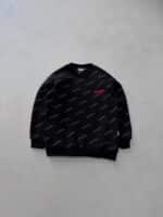 FourSF Flok Baskılı 3 İplik Sweatshirt – Siyah
