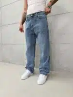Premium İmzalı Seri Baggy Pantolon - İndigo/Buz Kar Kimyasal Bıyık 2007