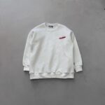 FourSF Flok Baskılı 3 İplik Sweatshirt – Beyaz