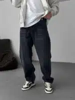 Erkek Lazerli Baggy Pantolon – Siyah