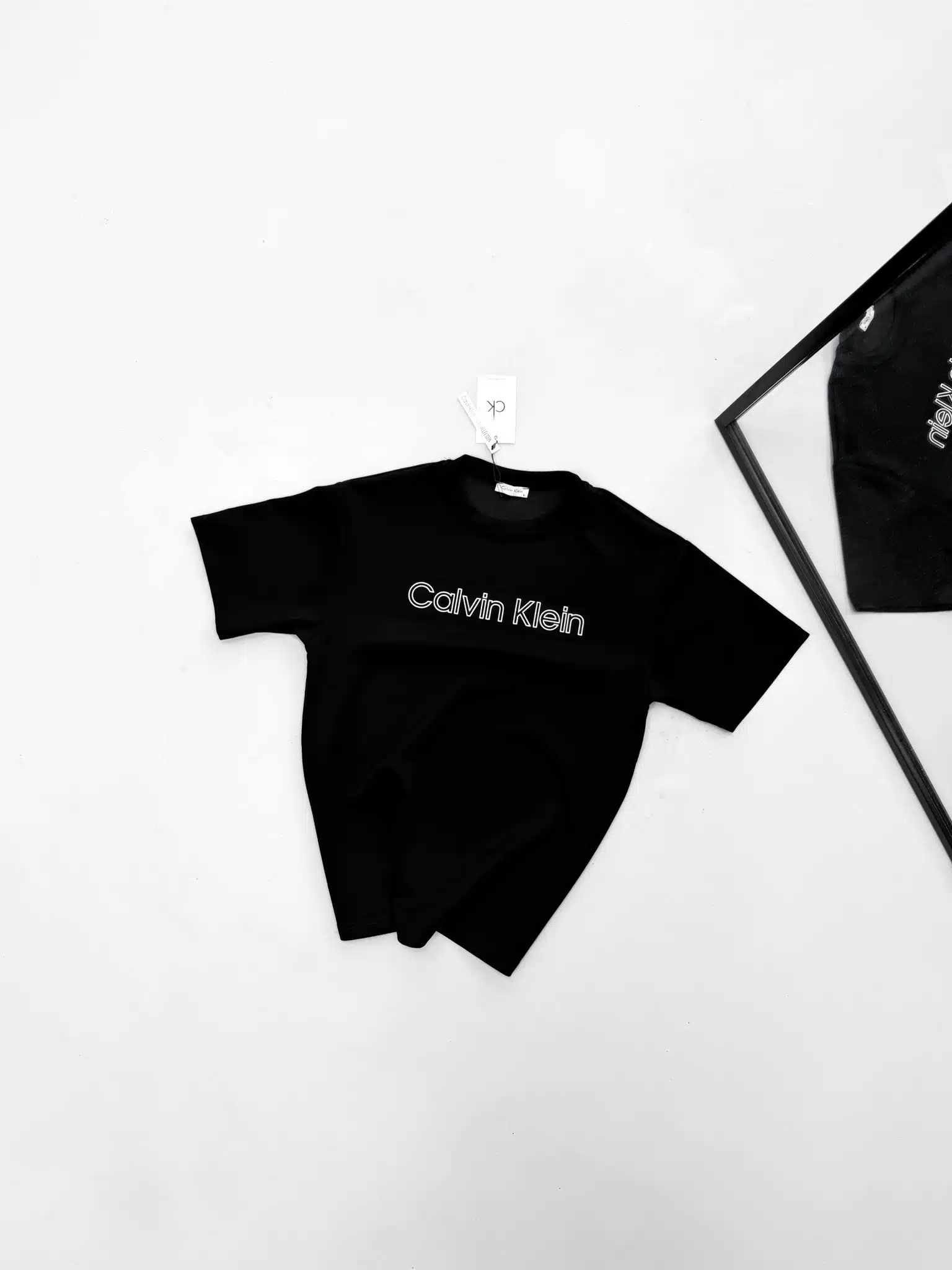 99 CK Premium Enjeksiyon Baskılı Bisiklet Yaka Tshirt-Siyah - Görsel 1