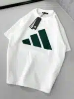 AD Büyük Kabartma Baskı Detaylı Bisiklet Yaka Tshirt - Beyaz - Görsel 3