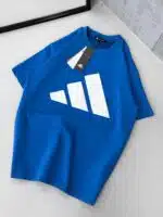 AD Büyük Kabartma Baskı Detaylı Bisiklet Yaka Tshirt - Mavi - Görsel 3