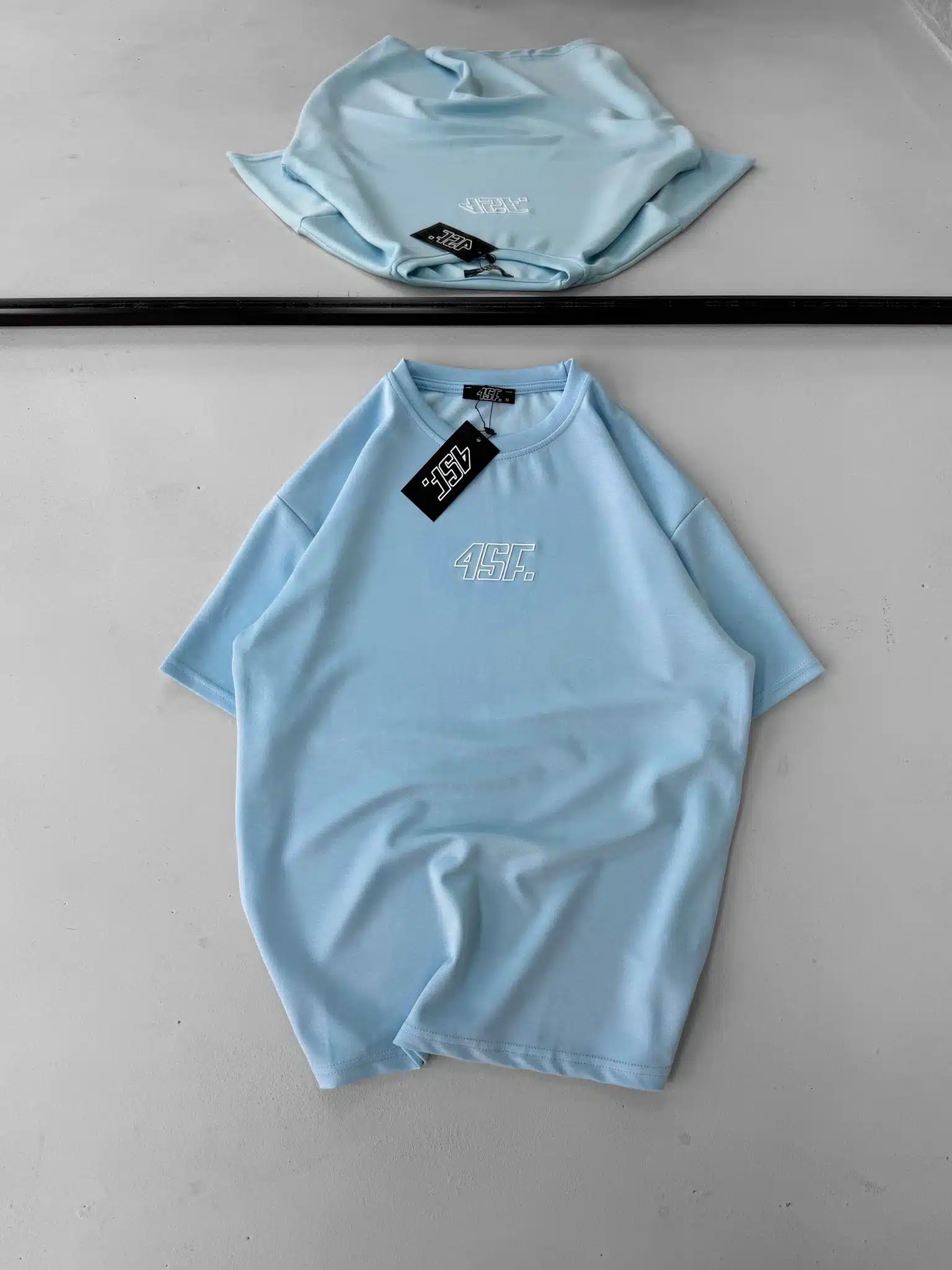 ARAB 4SF Baskı Detaylı Bisiklet Yaka Tshirt - Açık Mavi - Görsel 1