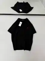 Premium İmzalı Seri Nakış Detaylı Bisiklet Yaka Tshirt - Siyah