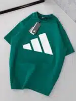 AD Büyük Kabartma Baskı Detaylı Bisiklet Yaka Tshirt - Yeşil - Görsel 3