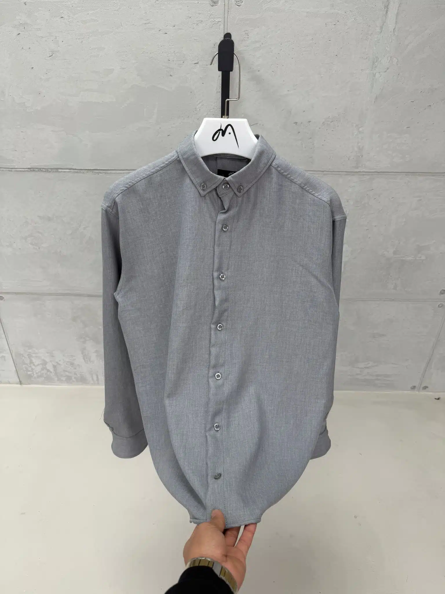 BWWB Premium İmzalı Seri Pamuklu Keten Gömlek Regular Fit - Gri - Görsel 1