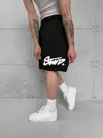 ST Büyük Baskılı Oversize Şort - Siyah - Görsel 4