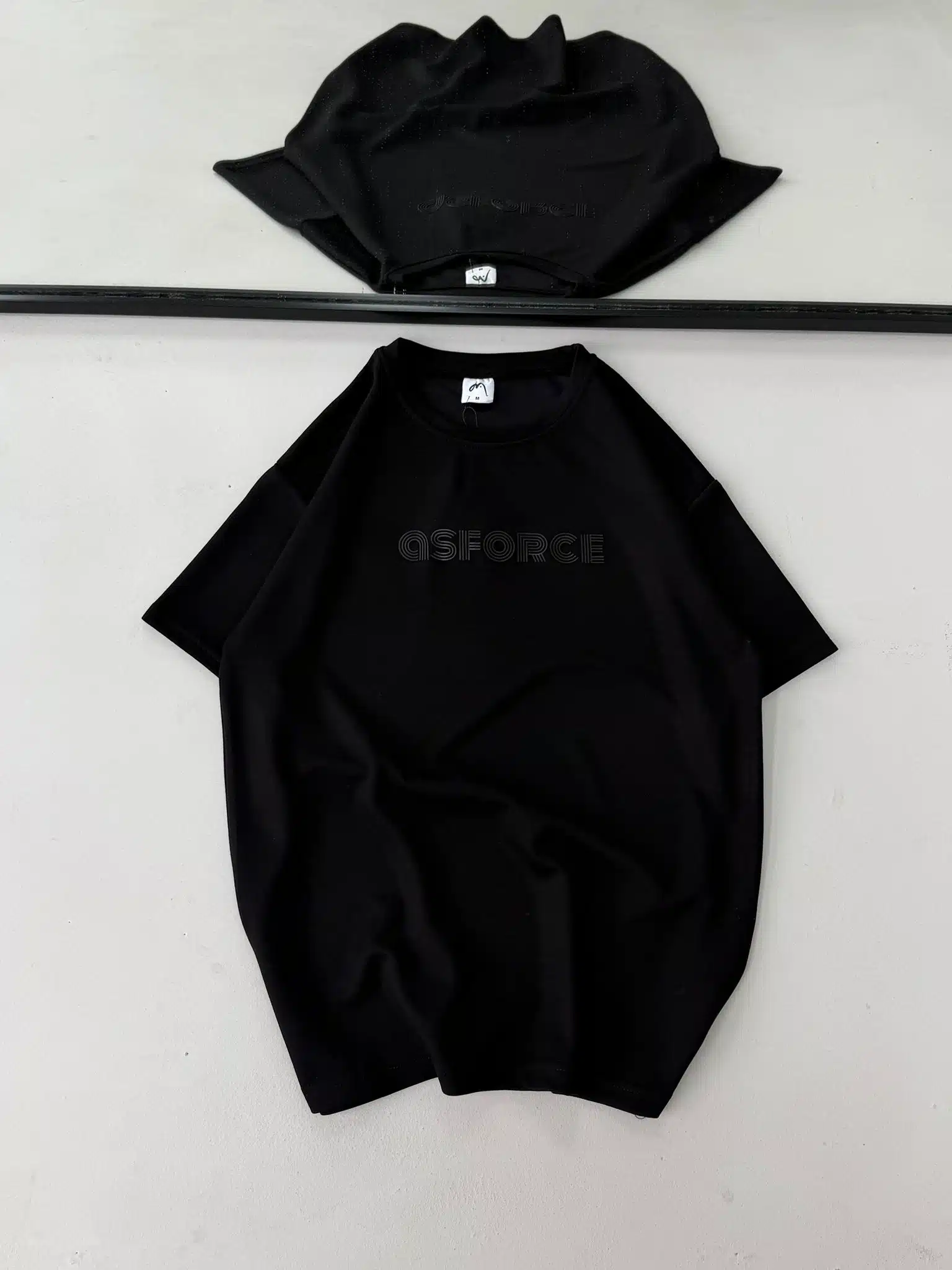 FGNSFN S Force Baskı Detaylı Bisiklet Yaka Tshirt - Siyah - Görsel 1