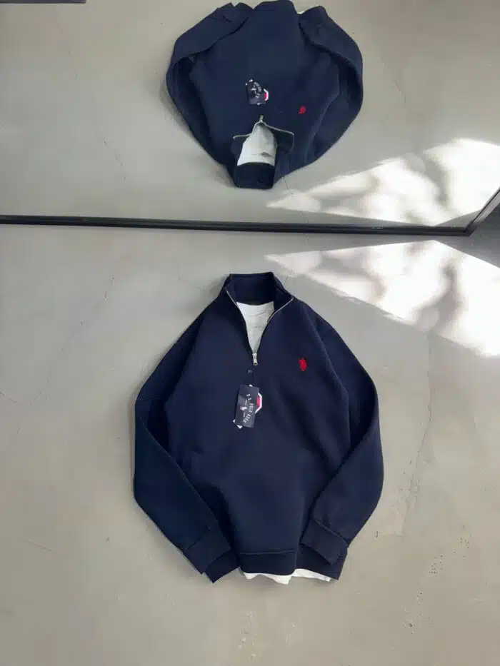 RL Nakışlı Üç İplik Yarım Fermuarlı Sweatshirt – Lacivert - Görsel 2