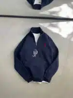 RL Nakışlı Üç İplik Yarım Fermuarlı Sweatshirt – Lacivert