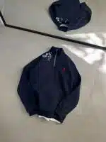 RL Nakışlı Üç İplik Yarım Fermuarlı Sweatshirt – Lacivert - Görsel 4