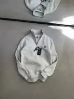 RL Nakışlı Üç İplik Yarım Fermuarlı Sweatshirt – Gri