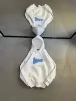 M Premium İmza Kabartma Baskılı Kapşonlu Sweatshirt – Beyaz