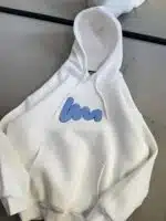 M Premium İmza Kabartma Baskılı Kapşonlu Sweatshirt – Beyaz - Görsel 3