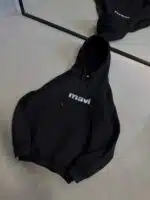 M Enjeksiyon Baskılı Kapşonlu Sweatshirt – Siyah - Görsel 3