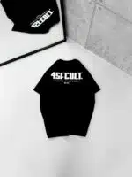 4SFCULT. Sırt Kabartma Baskı Detaylı Bisiklet Yaka Tshirt - Siyah