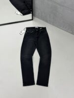 Premium İmzalı Regular Fit Pantolon - Taşlamalı Siyah