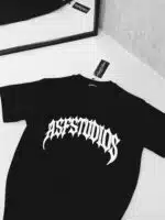 SF Studios Kabartma Baskı Detaylı Bisiklet Yaka Tshirt - Siyah - Görsel 3
