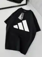 AD Büyük Kabartma Baskı Detaylı Bisiklet Yaka Tshirt - Siyah - Görsel 3