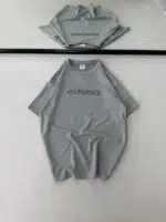 S Force Baskı Detaylı Bisiklet Yaka Tshirt - Gri