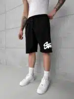 ST Büyük Baskılı Oversize Şort - Siyah