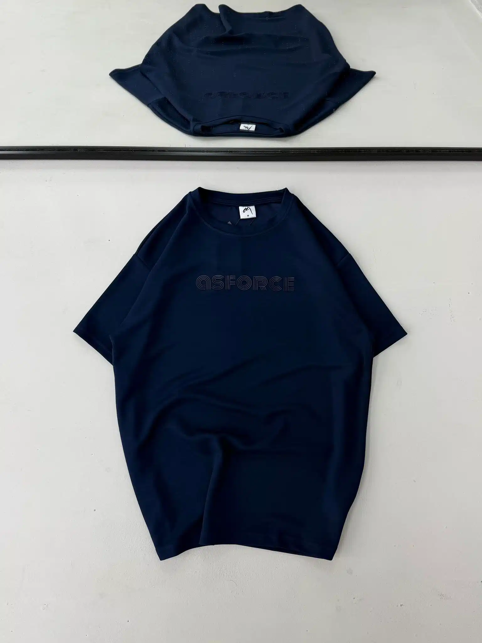 SDGGGGGGGGFN S Force Baskı Detaylı Bisiklet Yaka Tshirt - Lacivert - Görsel 1